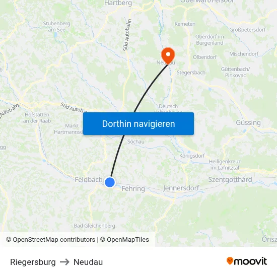 Riegersburg to Neudau map