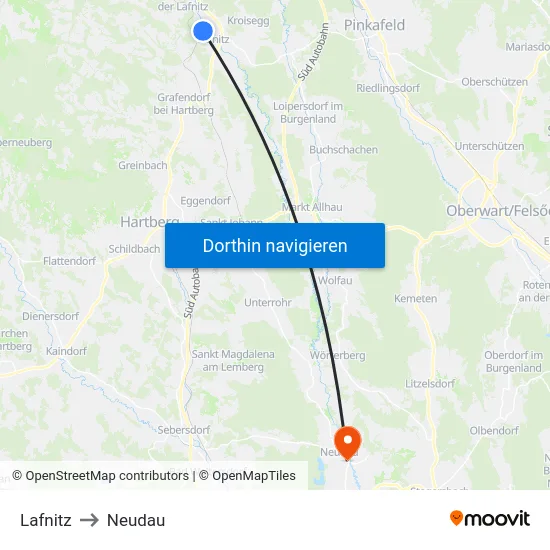 Lafnitz to Neudau map