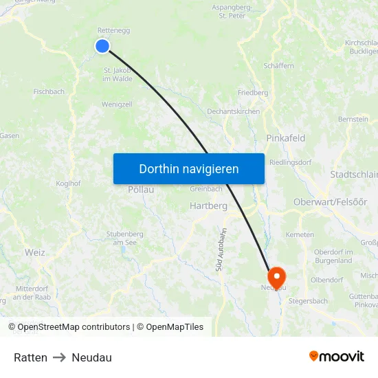 Ratten to Neudau map