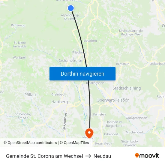 Gemeinde St. Corona am Wechsel to Neudau map