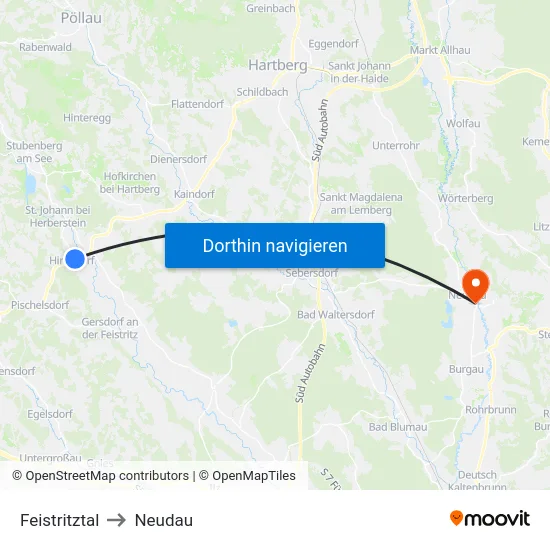 Feistritztal to Neudau map