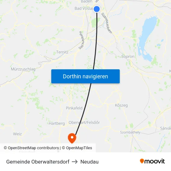 Gemeinde Oberwaltersdorf to Neudau map