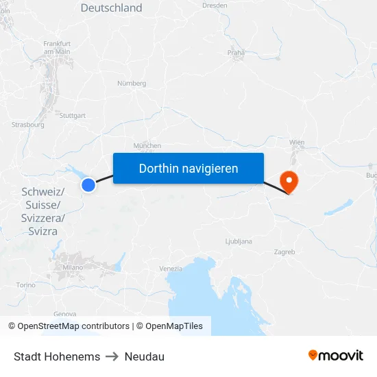 Stadt Hohenems to Neudau map