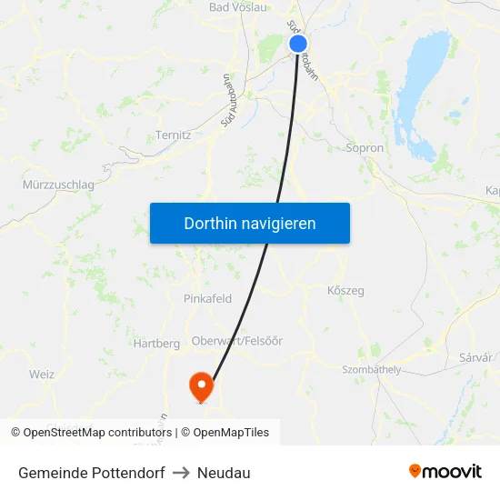 Gemeinde Pottendorf to Neudau map