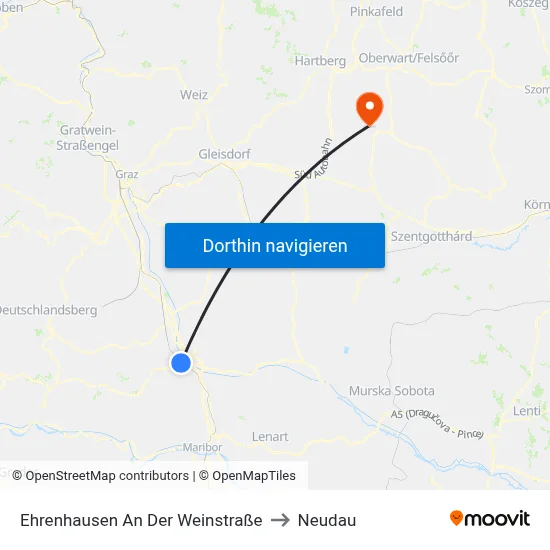 Ehrenhausen An Der Weinstraße to Neudau map