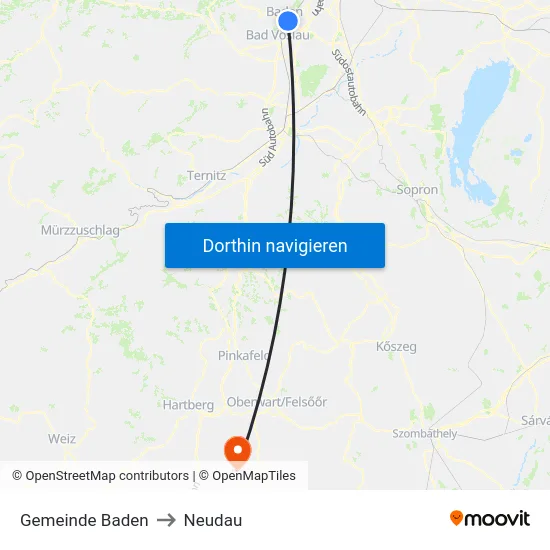 Gemeinde Baden to Neudau map