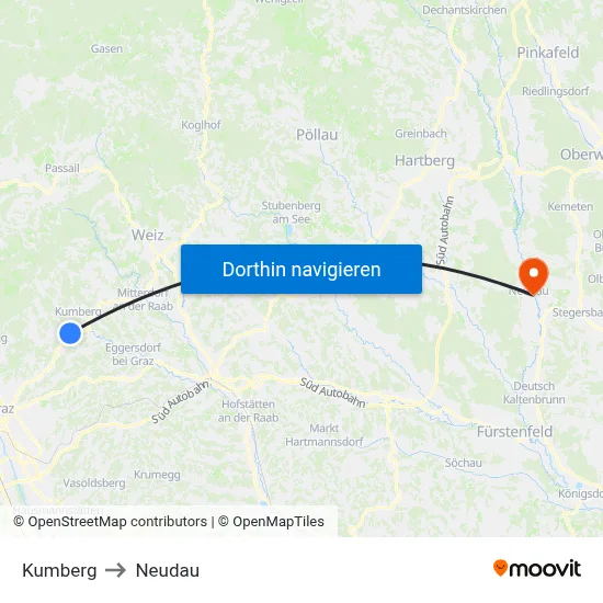 Kumberg to Neudau map