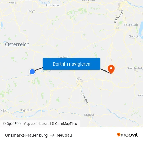 Unzmarkt-Frauenburg to Neudau map