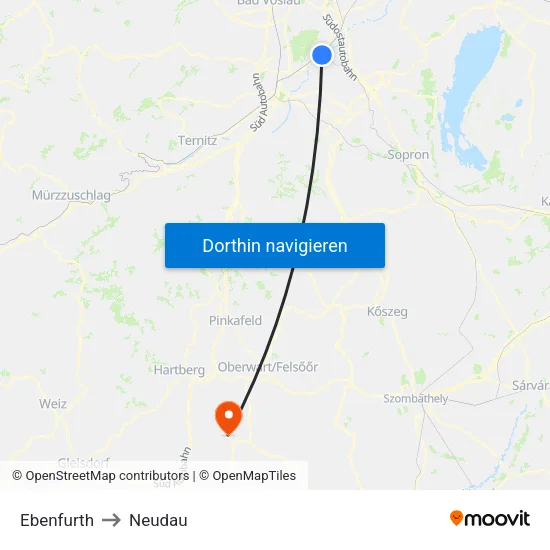 Ebenfurth to Neudau map