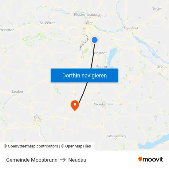 Gemeinde Moosbrunn to Neudau map