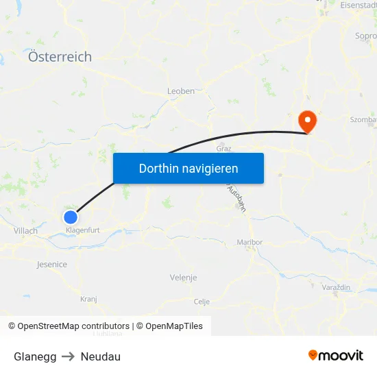 Glanegg to Neudau map