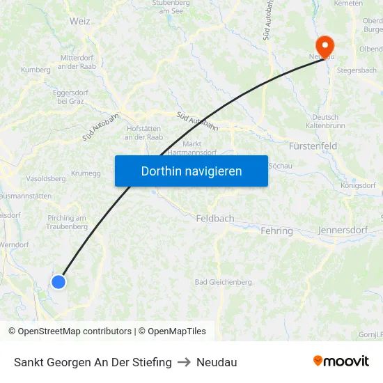 Sankt Georgen An Der Stiefing to Neudau map
