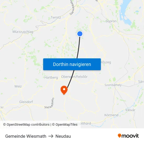 Gemeinde Wiesmath to Neudau map