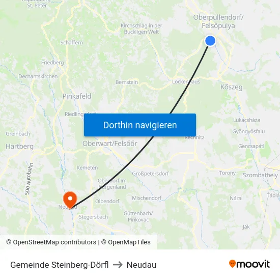 Gemeinde Steinberg-Dörfl to Neudau map