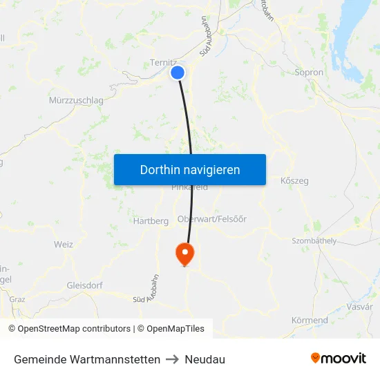 Gemeinde Wartmannstetten to Neudau map