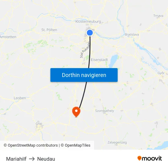 Mariahilf to Neudau map
