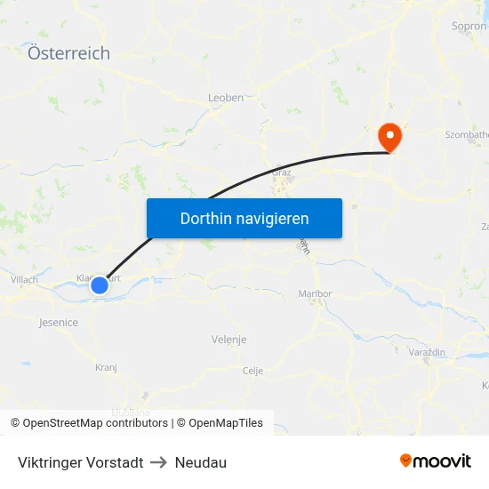 Viktringer Vorstadt to Neudau map