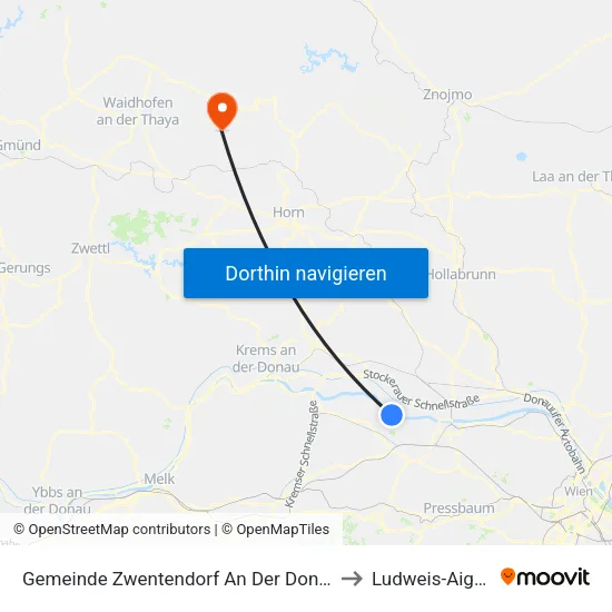 Gemeinde Zwentendorf An Der Donau to Ludweis-Aigen map
