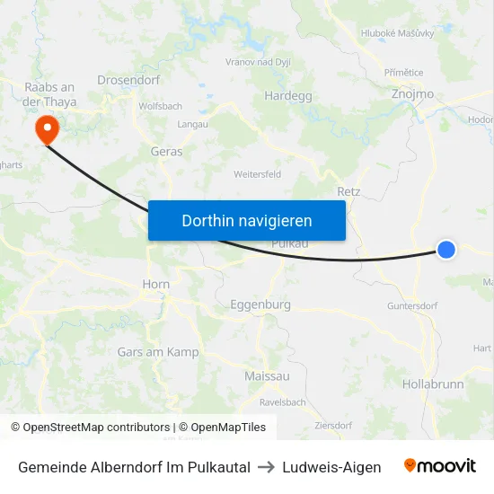 Gemeinde Alberndorf Im Pulkautal to Ludweis-Aigen map
