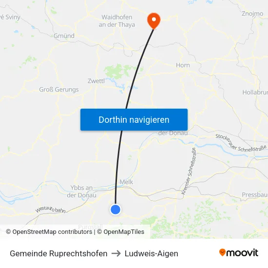 Gemeinde Ruprechtshofen to Ludweis-Aigen map