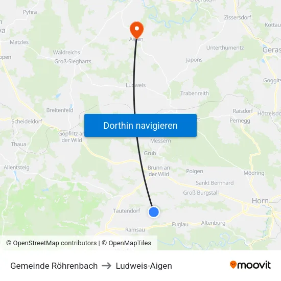 Gemeinde Röhrenbach to Ludweis-Aigen map