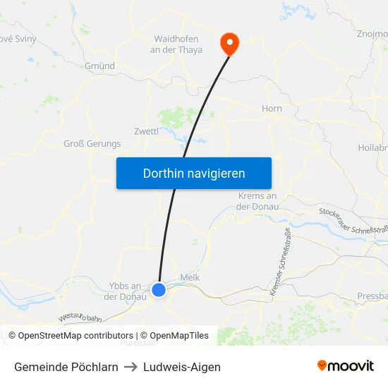 Gemeinde Pöchlarn to Ludweis-Aigen map