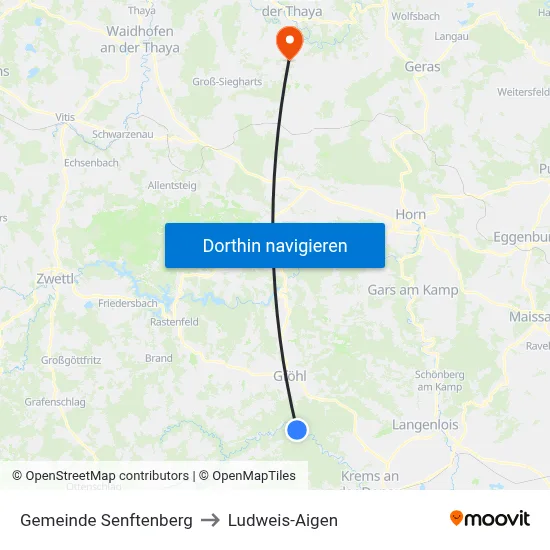 Gemeinde Senftenberg to Ludweis-Aigen map