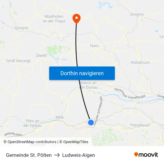 Gemeinde St. Pölten to Ludweis-Aigen map