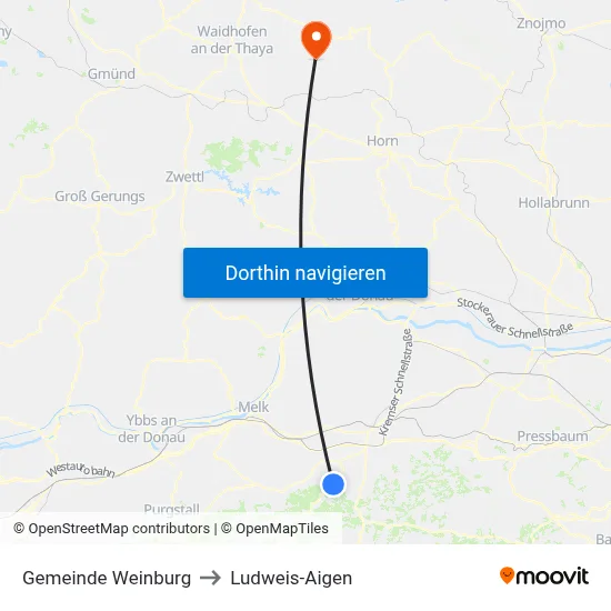 Gemeinde Weinburg to Ludweis-Aigen map