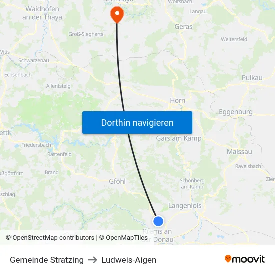 Gemeinde Stratzing to Ludweis-Aigen map