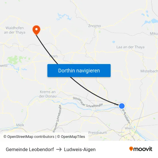 Gemeinde Leobendorf to Ludweis-Aigen map