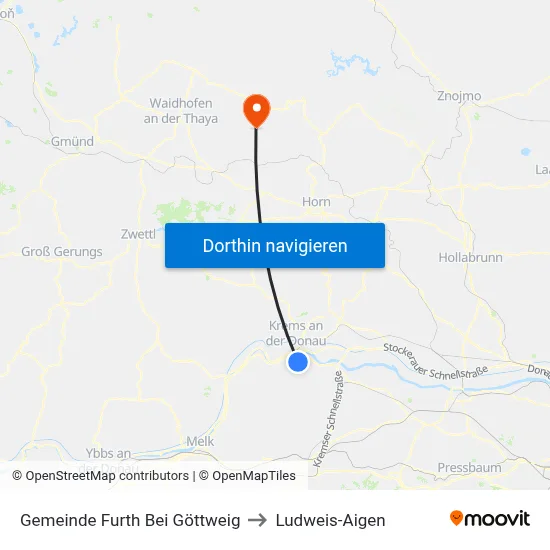Gemeinde Furth Bei Göttweig to Ludweis-Aigen map