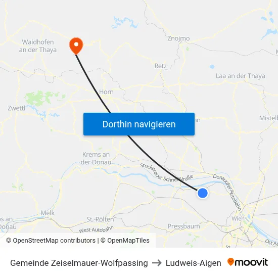 Gemeinde Zeiselmauer-Wolfpassing to Ludweis-Aigen map