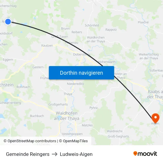 Gemeinde Reingers to Ludweis-Aigen map