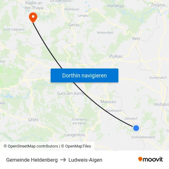 Gemeinde Heldenberg to Ludweis-Aigen map
