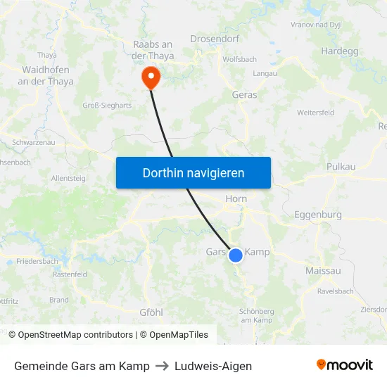 Gemeinde Gars am Kamp to Ludweis-Aigen map