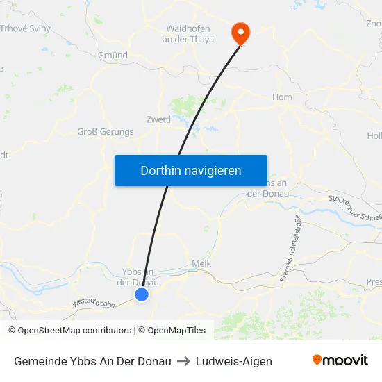 Gemeinde Ybbs An Der Donau to Ludweis-Aigen map
