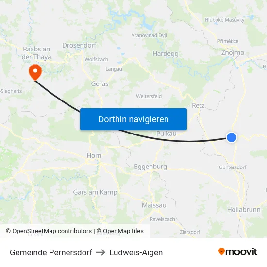 Gemeinde Pernersdorf to Ludweis-Aigen map