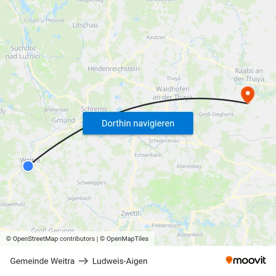 Gemeinde Weitra to Ludweis-Aigen map