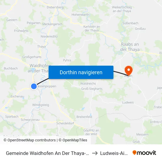 Gemeinde Waidhofen An Der Thaya-Land to Ludweis-Aigen map