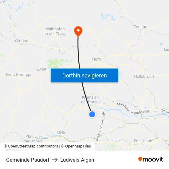 Gemeinde Paudorf to Ludweis-Aigen map