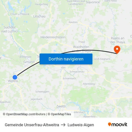Gemeinde Unserfrau-Altweitra to Ludweis-Aigen map
