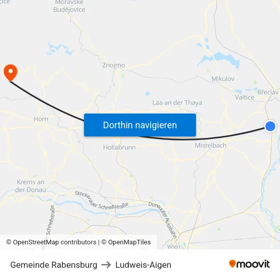 Gemeinde Rabensburg to Ludweis-Aigen map
