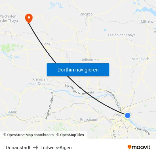 Donaustadt to Ludweis-Aigen map