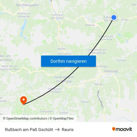 Rußbach am Paß Gschütt to Rauris map