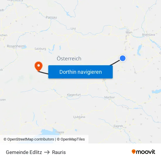 Gemeinde Edlitz to Rauris map