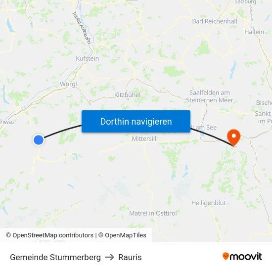 Gemeinde Stummerberg to Rauris map