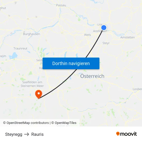 Steyregg to Rauris map