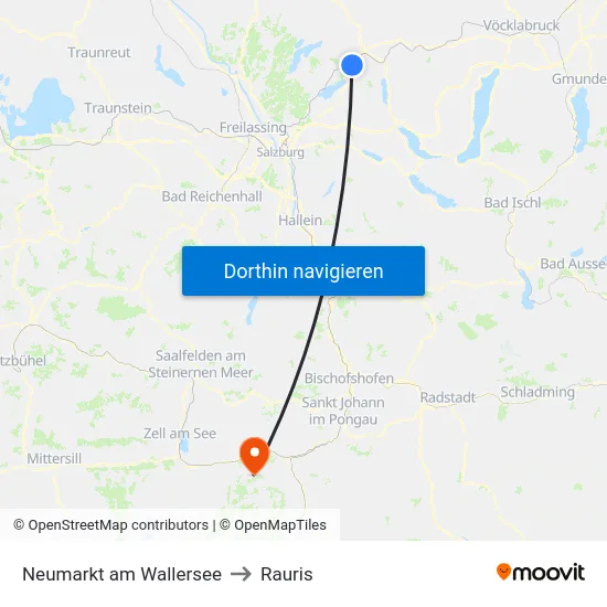 Neumarkt am Wallersee to Rauris map