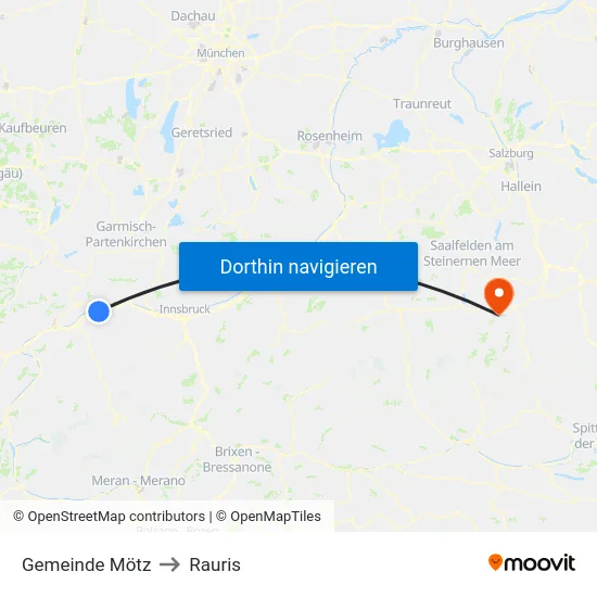 Gemeinde Mötz to Rauris map